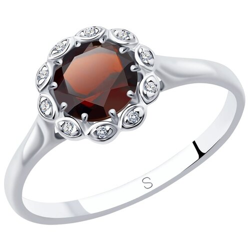 фото Sokolov кольцо из серебра с гранатом и фианитами 92011638, размер 19.5