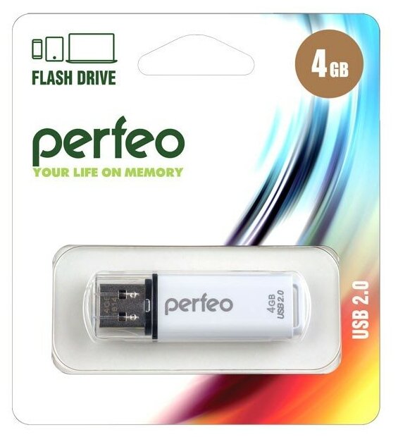 USB Flash PERFEO PF-C13W004 USB 4GB белый BL1