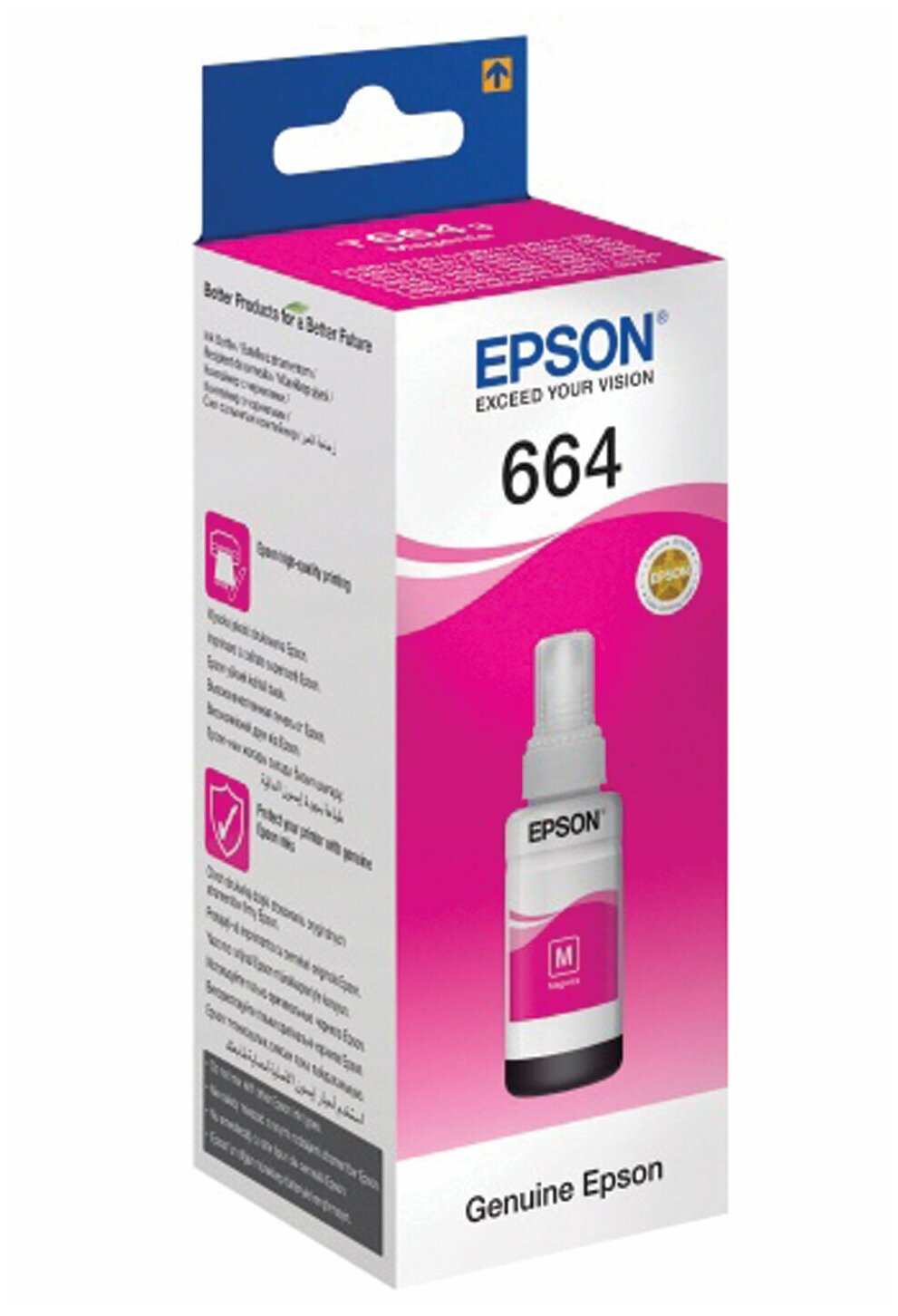 Чернила EPSON 664 (T6643) для СНПЧ Epson L100/L110/L200/L210/L300/L456/L550, пурпурные, оригинальные