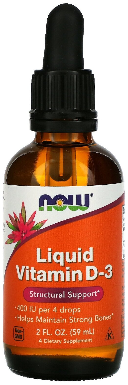 Капли NOW Extra Strength Liquid Vitamin D-3 1000 МЕ, 130 г, 30 мл, 1000 ME