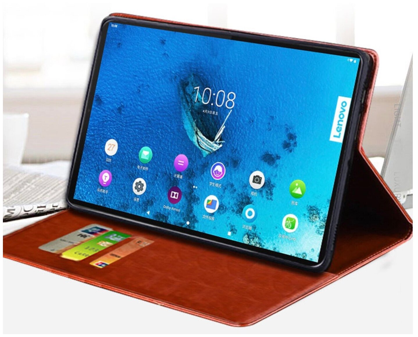 Чехол-обложка для Lenovo Tab 2 A10-70L / A10-70F MediaTek MT8732/10.1 из высококачественного материала с визитницей и держателем руки и тр.