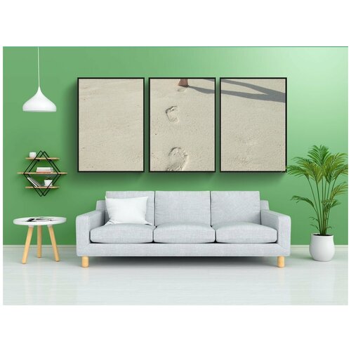 фото Набор модулных постеров для интерьера "гулять, следы, пляж" 60x90 см. в тубусе, без рамки lotsprints