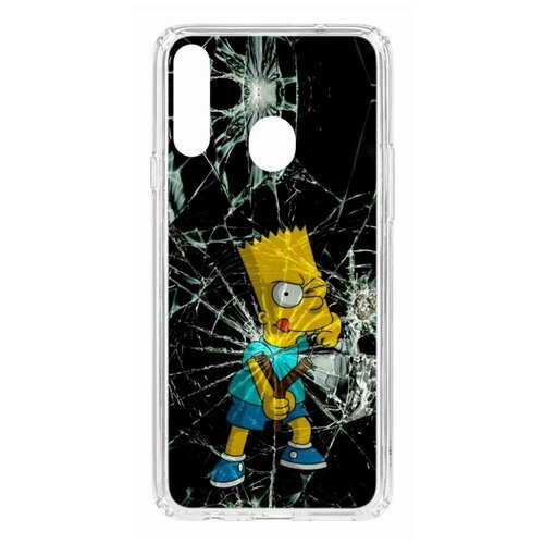 фото Чехол на samsung galaxy a20s kruche print барт симпсон/накладка/с рисунком/прозрачный/бампер/противоударный/ударопрочный/с защитой камеры кruче
