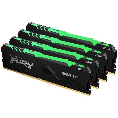 Kingston DDR4 64Gb (4x16Gb) 3600 MHz pc-28800 Fury Beast Black RGB (kf436c18bbak4/64) .