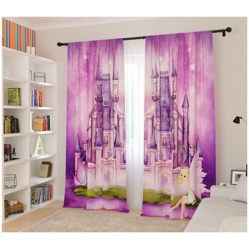 фото Шторы для детской "замок феи", 145*260 2шт сирень