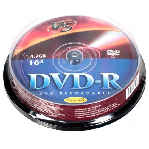 dvd диск cmc 4 7 gb full ink print 50 шт Диск VS DVD-R 4,7 GB 16x CB/10 Ink Print (10 шт.)