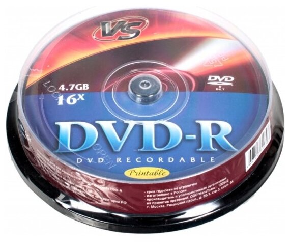 Диск VS DVD-R 4,7 GB 16x CB/10 Ink Print (10 шт.)