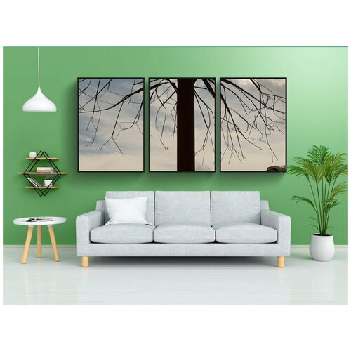 фото Набор модулных постеров для интерьера "дерево, абстрактный, металл" 60x90 см. в тубусе, без рамки lotsprints