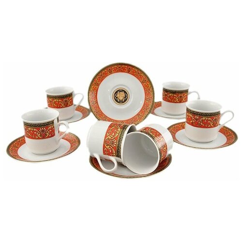 фото Набор кофейных пар 150 мл 6 шт высокие leander "сабина /версаче /красная лента" / 159103