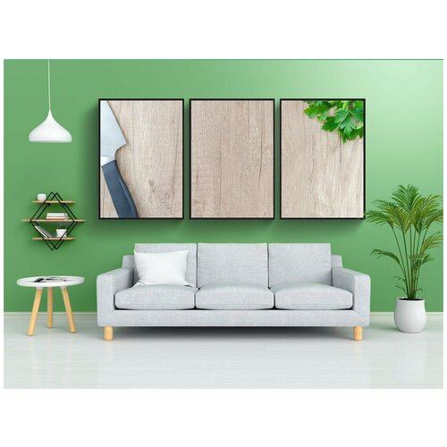 фото Набор модулных постеров для интерьера "нож, еда, древесина" 60x90 см. в тубусе, без рамки lotsprints