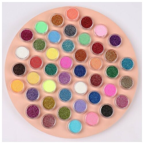 Блёстки для декора, мелкие, 45 баночек, разноцветные