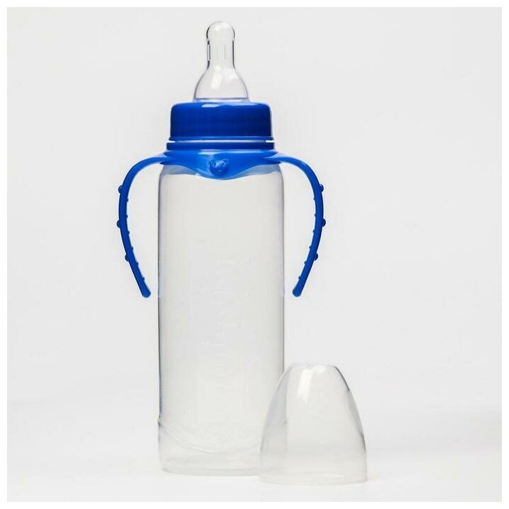 Бутылочка для кормления 250 мл цилиндр, с ручками, цвет микс - фотография № 8