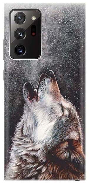 Ультратонкий силиконовый чехол-накладка для Samsung Galaxy Note 20 Ultra с принтом "Морозный волк"