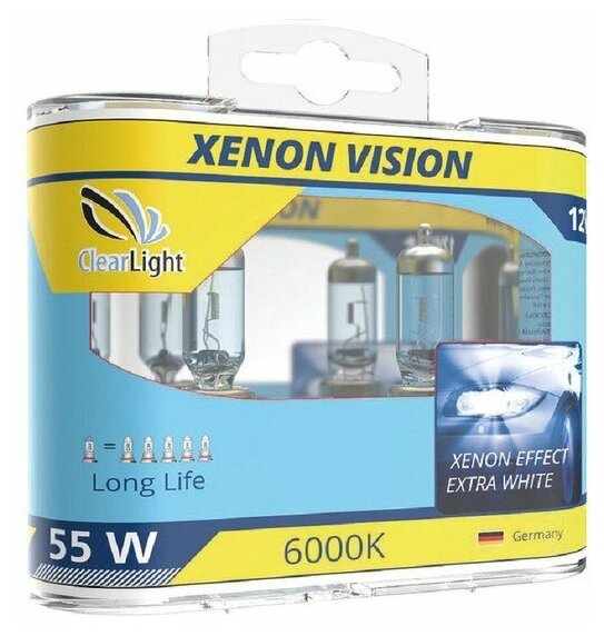 Лампа автомобильная галогенная ClearLight XenonVision MLH1XV H1 55W P145s