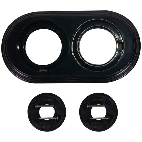 Рамка для розеток и выключателей Electraline 2 поста, цвет чёрный