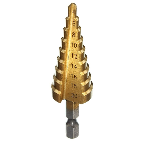 Сверло ступенчатое по металлу ABC 4-20 мм Titanium-Coated HSS Step Drill