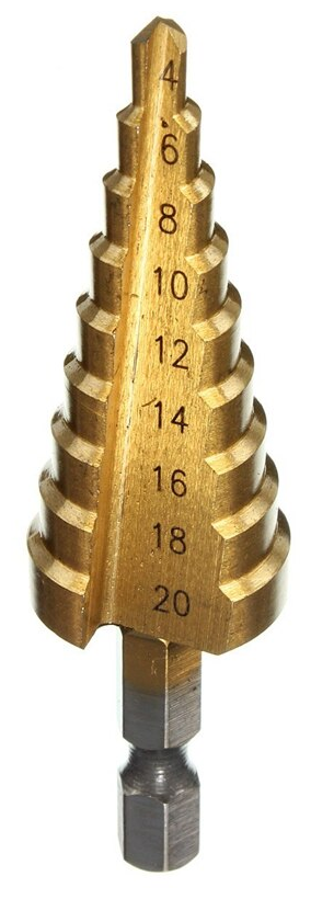 Сверло ступенчатое по металлу ABC 4-20 мм Titanium-Coated HSS Step Drill