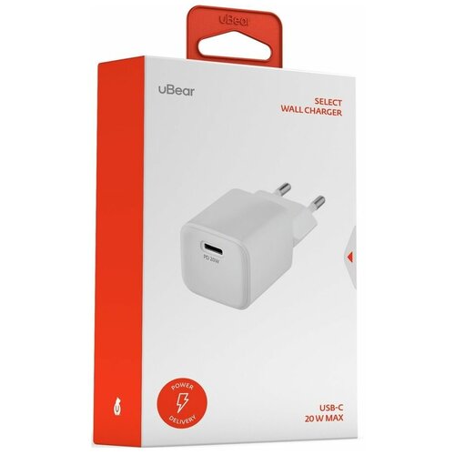 Адаптер питания uBear Select Wall charger 20W, бел, USB-C (WC20WH01-AD), 1560219