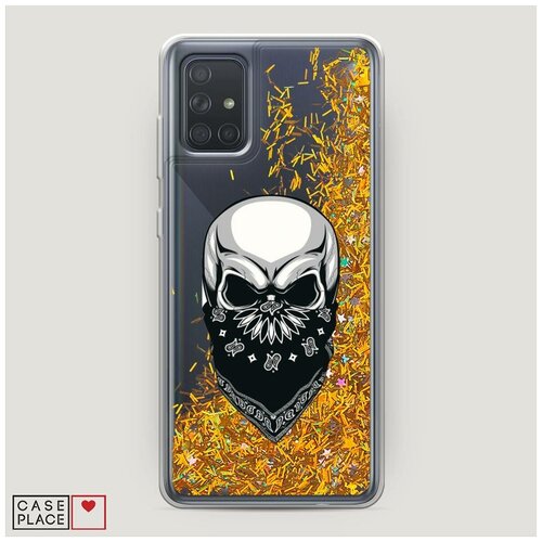 фото Чехол жидкий с блестками samsung galaxy a71 череп в маске case place