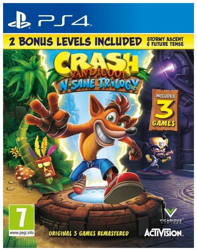Игра для PS4: Crash Bandicoot N’sane Trilogy + 2 бонусных уровня.