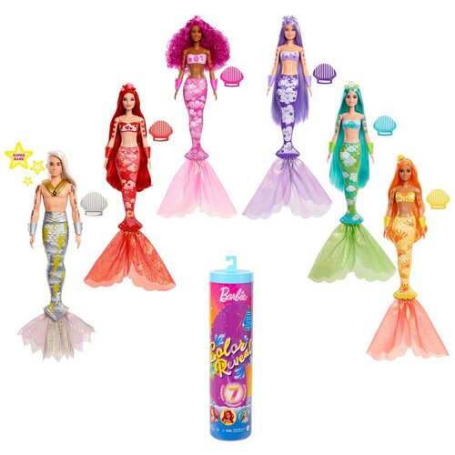 Кукла-сюрприз Barbie Color Reveal Rainbow Mermaid Series, HCC46 разноцветный кукла сюрприз barbie color reveal totally denim series hjx55 разноцветный