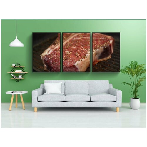 фото Набор модулных постеров для интерьера "стейк, портье, гриль" 60x90 см. в тубусе, без рамки lotsprints