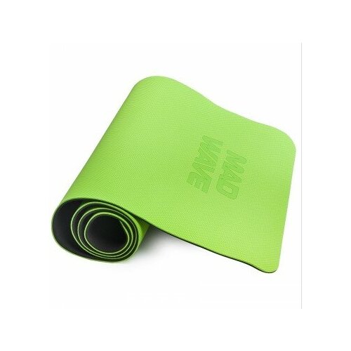 Коврик для йоги Mad Wave Yoga Mat TPE double layer - Зеленый, 183*61*0.6 cm