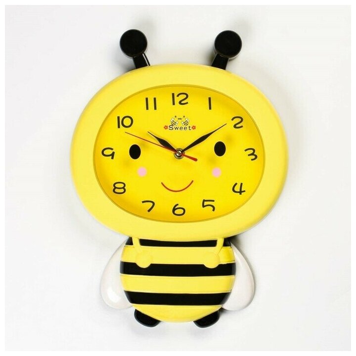 Часы настенные, серия: Детские, "Пчёлка", плавный ход,37 x 27.5 см, АА
