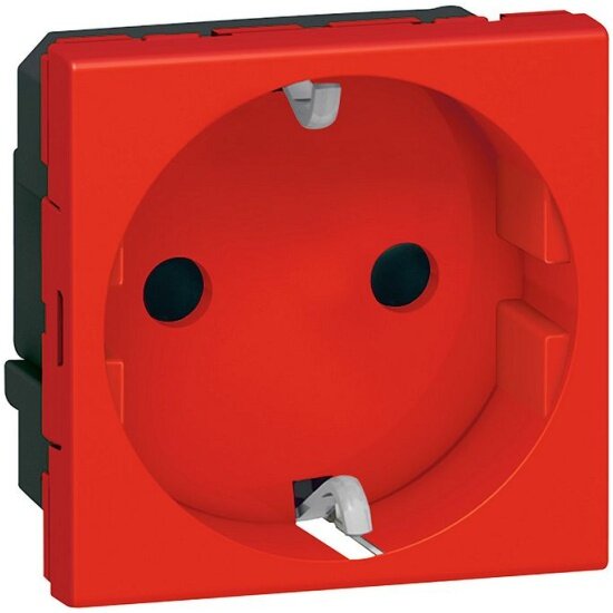 фото Розетка LEGRAND Mosaic, скрытый монтаж, с заземлением, красный, 077218