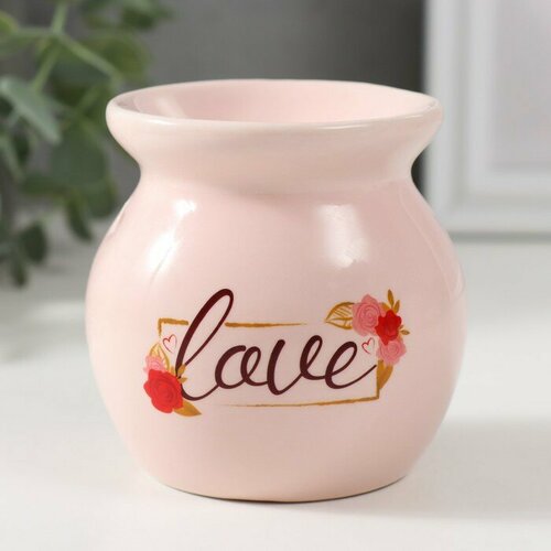 Аромалампа керамика Любовь розовая 7,2х7,2х7,8 см