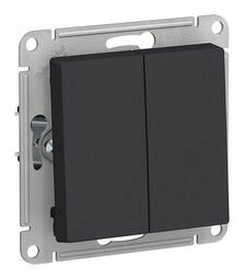 фото Выключатель двухклавишный Schneider Electric (Systeme Electric) Atlas Design механизм Карбон (черный)