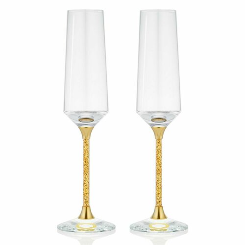 Набор 2 бокала для шампанского из хрусталя, с сусальным золотом. 220 мл. Midas