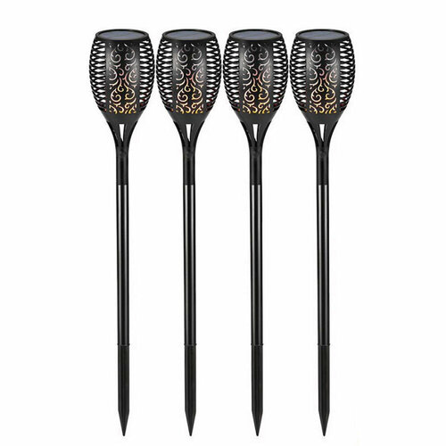 Светодиодный уличный фонарь с водонепроницаемым мерцающим пламенем на солнечных батареях 96 светодиодов комплект 4 шт 3561₽