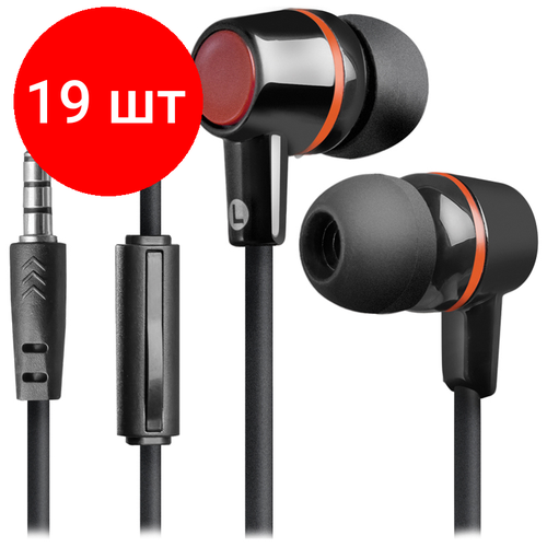 Комплект 19 шт Наушники-вкладыши с микрофоном Defender Pulse 428 12м черный 401900₽
