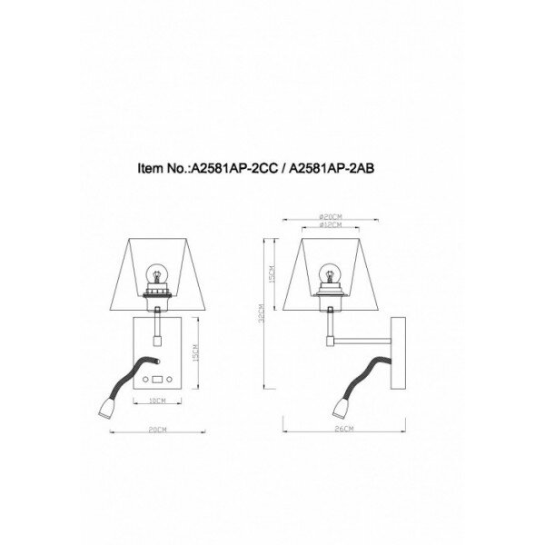 Бра Arte Lamp ELBA A2581AP-2CC - фото №7