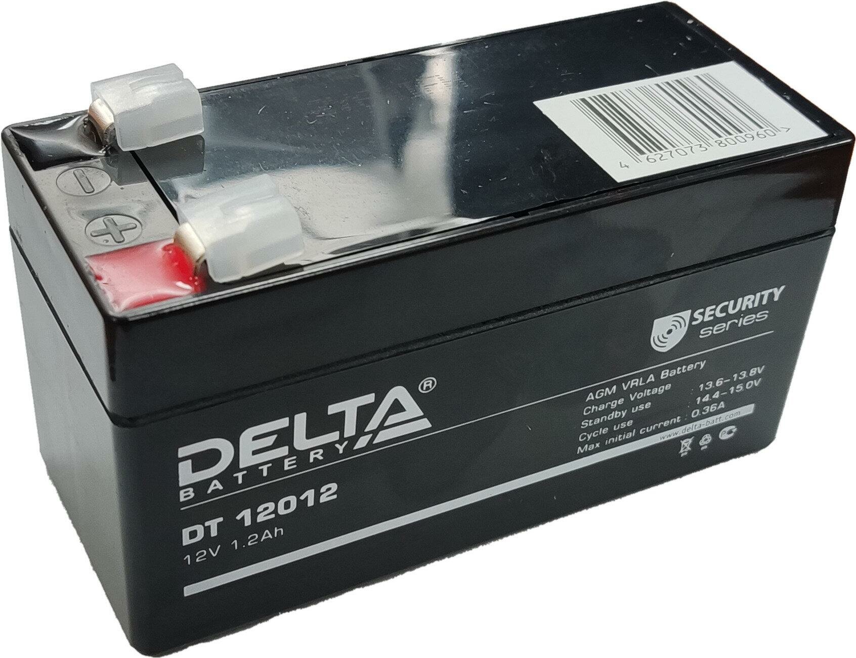 Кислотный аккумулятор Delta DT 12012 12v 1.2Ah (97x45x52mm) , 1шт.