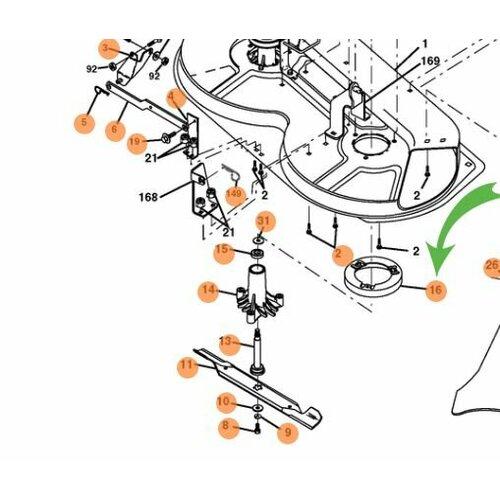 Корпус - кольцо режущей деки тракторов/райдеров Husqvarna 5321744-93 шкив привода деки для райдеров husqvarna r13c5 r15t r213c 5069221 01