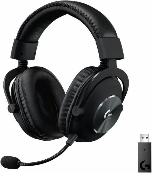 Гарнитура игровая Logitech G Pro X Lightspeed, для компьютера и игровых консолей, мониторные, радио, черный [981-000909]