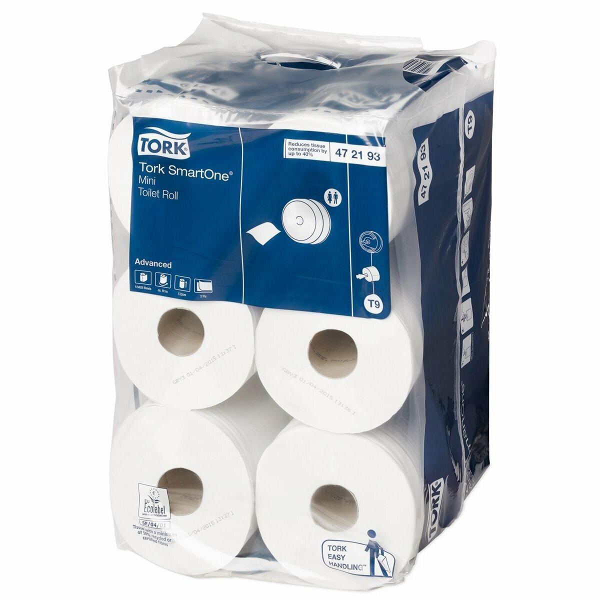 Бумага туалетная 2 сл SmartOne в мини-рулонах 199х134 см 620 л белый (12 рул) Tork