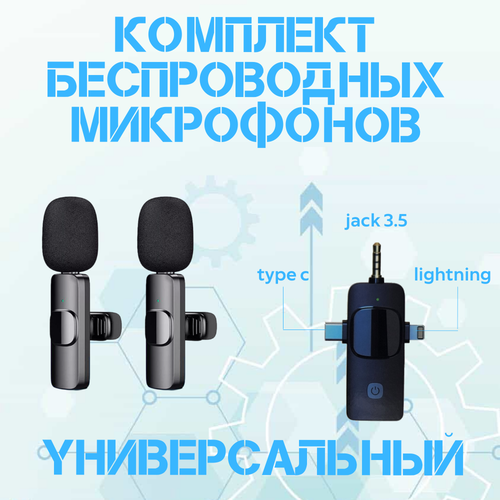 Петличный микрофон с двумя микрофонами и радиосистемой 3 в 1 135000₽