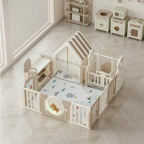 Манеж UNIX Kids DeLuxe House&Storage 150х180 Camel