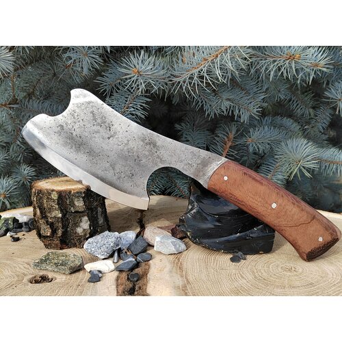 Нож кухонный универсальный топор, тесак, тяпка из кованной стали 95х18 ручная работа серебристый