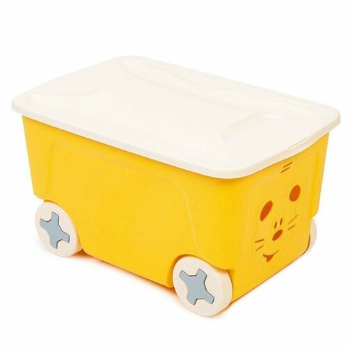 Детский ящик для игрушек COOL на колесах 50 литров, цвет жёлтый