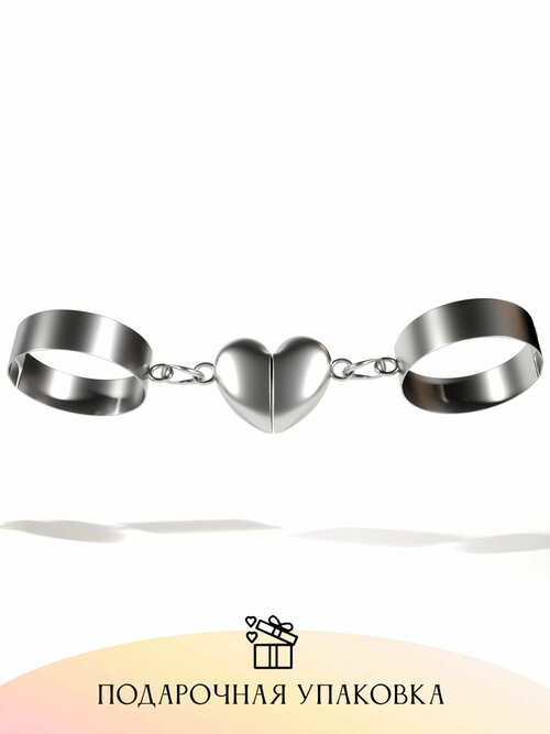Кольцо на два пальца Caroline Jewelry, металл, безразмерное, серебряный