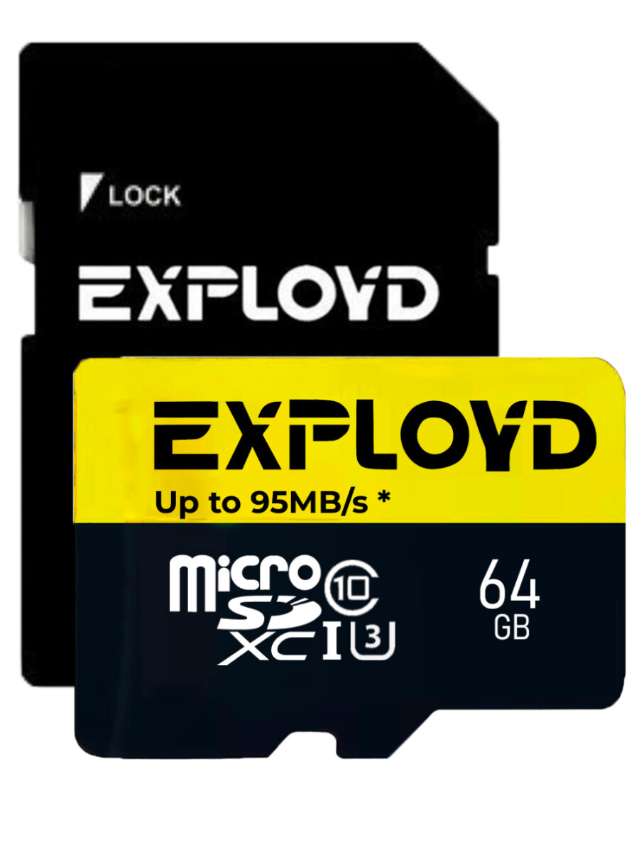 Карта памяти microSD 64 ГБ Exployd Class 10 Premium EX064GCSDXC10UHS-1-ElU3