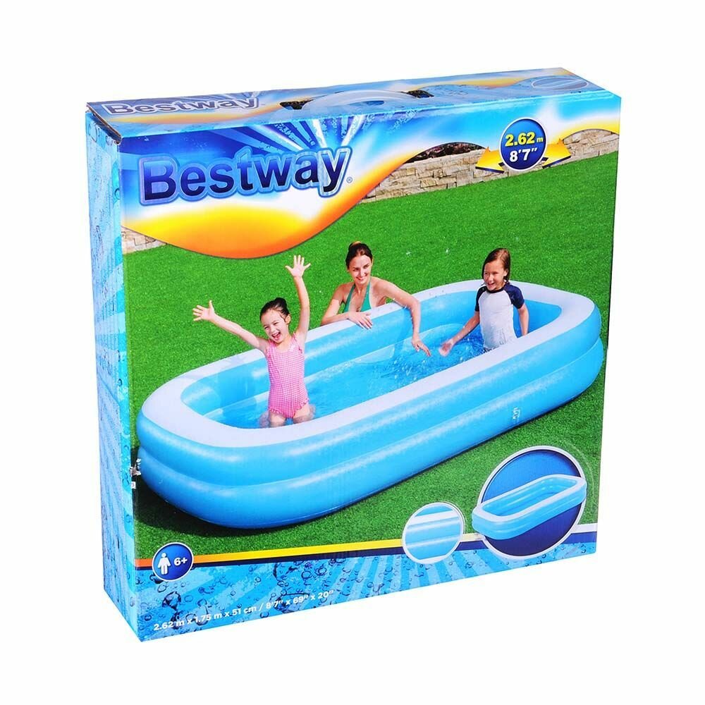 BESTWAY Бассейн надувной 262х175х51см Blue Rectangular Family Pool,54006