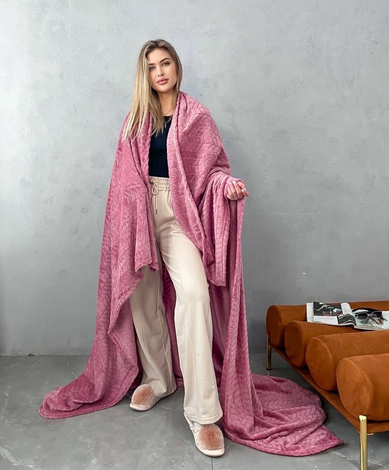 фото Стильный махровый плед 220*240