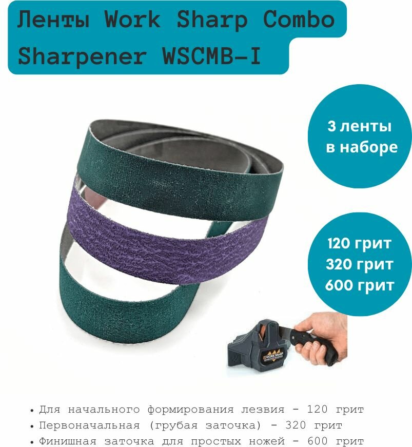 Набор абразивных лент 13х254 для станка Work Sharp WSCMB-I (3 ленты, 120/320/600)