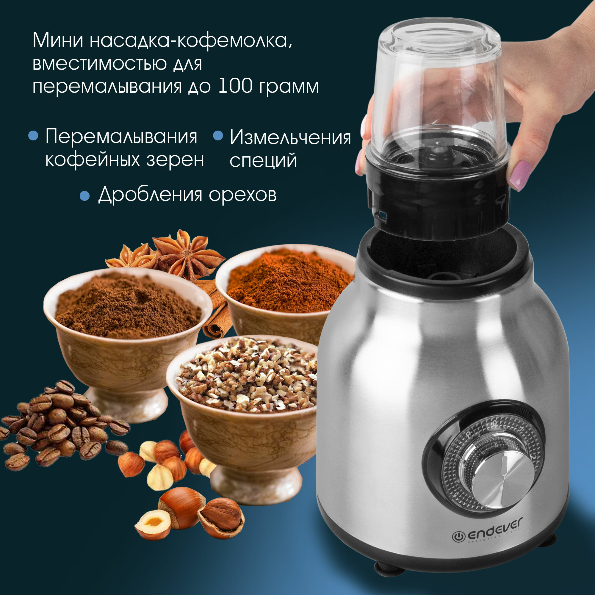 Блендер стационарный с насадкой-кофемолкой ENDEVER SIGMA-201 / 1000 Вт