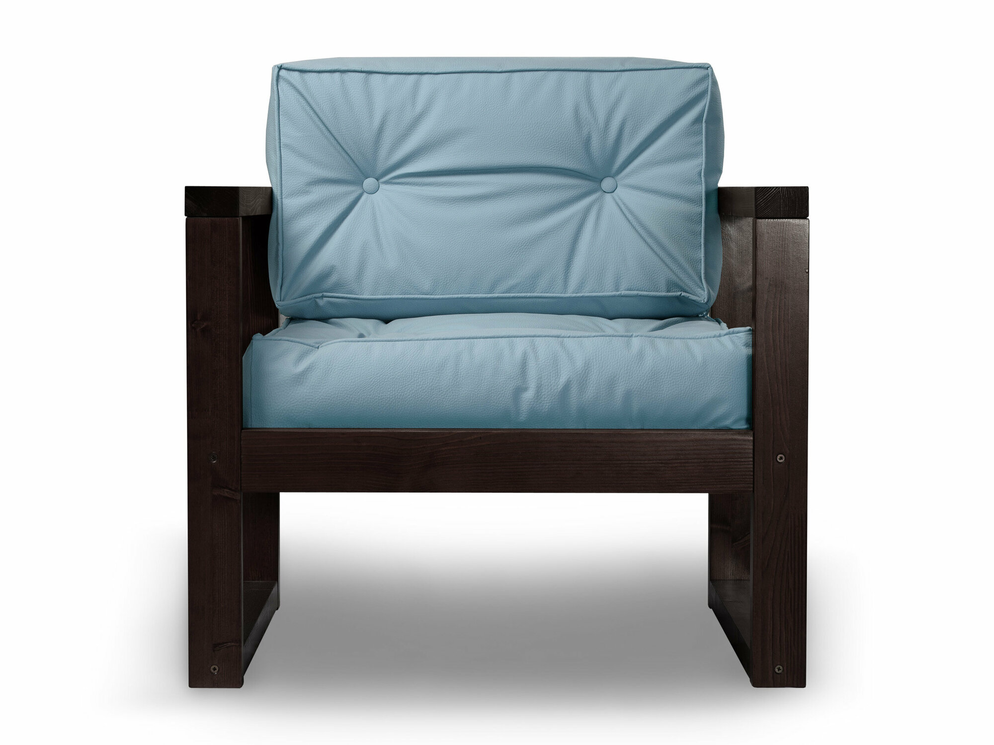 Кресло астер-с, голубая-венге, кожзам, деревянное, мягкое, для дачи, для кафе и бара, на веранду, в террасу, для бани